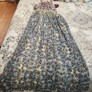 ANTHROPOLOGIE|Bhanini By Jvoti Floral Blue Maxi Dress